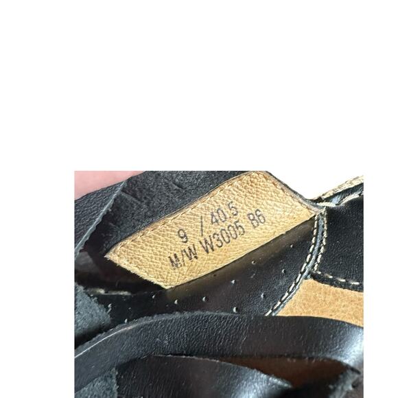 Born Drillers Turbie Black Woven Leather Wedge Sandals Size 9 Comfort Platform - Picture 13 of 13